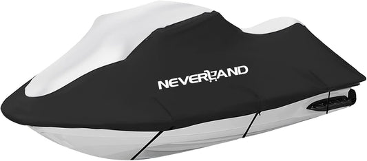 NEVERLAND Jet Ski Cover Suitable for 2 3 Seater Jetski Covers Heavy Duty Waterproof 210D with 2 Air Vent Marine Grade UV Resistant Compatible with Yamaha Sea-Doo Kawasaki Lengths 115'' to 120"