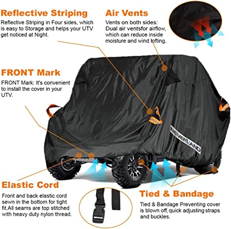 UTV Covers Outdoor Storage Waterproof Heavy Duty for Polaris Ranger RZR Yamaha Rhino Can-Am Commander Defender Honda Pioneer Kawasaki Mule Sxs Teryx 2-3 Passenger