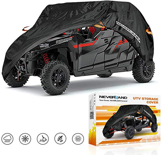 UTV Cover, Waterproof All Weather Sun-UV Snow Protector Universal for Polaris RZR Yamaha Can-Am Defender Kawasaki Ranger Cover 4-6 Passenger Black